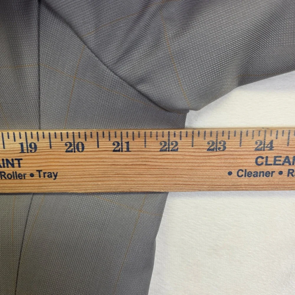 Bespoke Suit Mens 42‎ Jacket 36x32 Pants Gray Windowpane Formal Classic Business